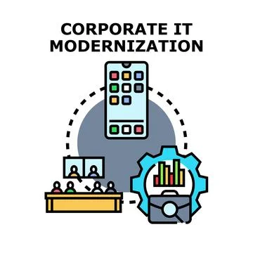 Corporate it modernization vector concept illustration Stock Illustration