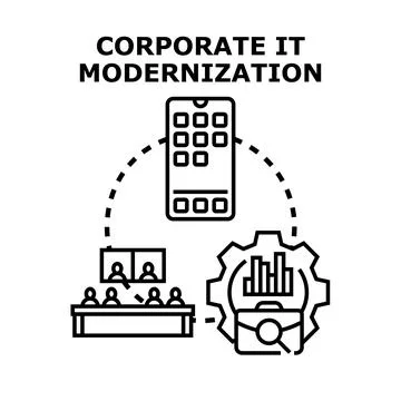 Corporate it modernization vector concept illustration Stock Illustration