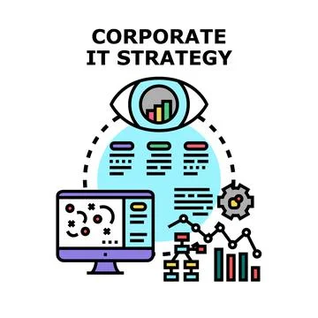 Corporate it strategy planning and information technology management Stock Illustration