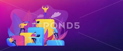 Corporate ladder concept banner header. Stock Illustration