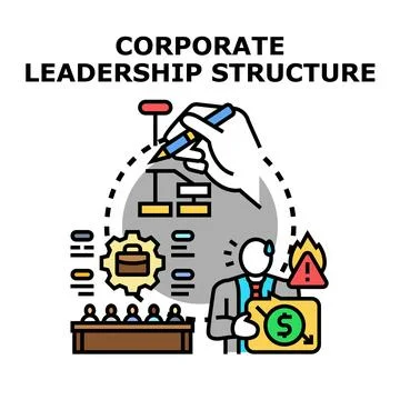 Corporate leadership structure developing business strategy roadmap Stock Illustration
