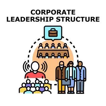 Corporate leadership structure developing business team strategies Stock Illustration