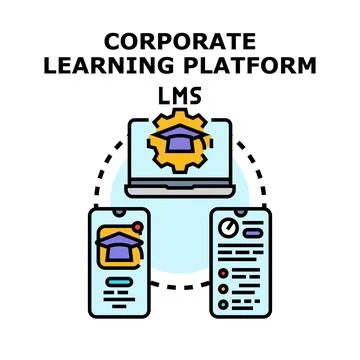 Corporate learning platform offering digital education solutions for employee Stock Illustration