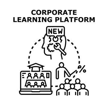 Corporate learning platform offering online education and business training Stock Illustration