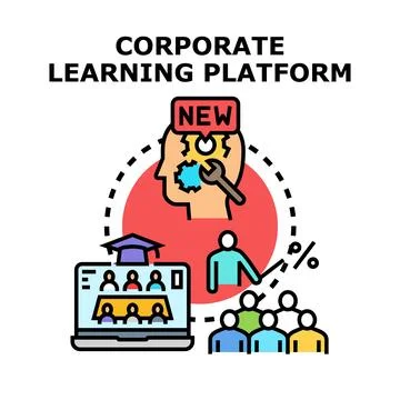 Corporate learning platform offering online education and business training Stock Illustration
