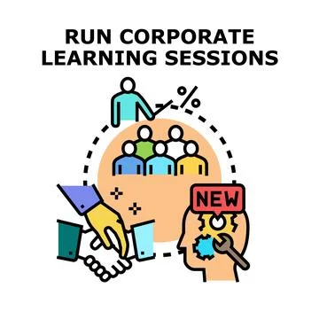 Corporate learning sessions developing new business skills Stock Illustration
