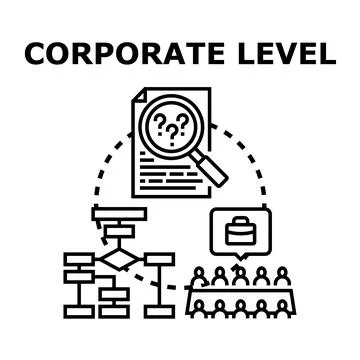 Corporate level decision making process analysis Illustrazione stock
