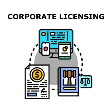 Corporate licensing concept securing intellectual property rights Stock Illustration