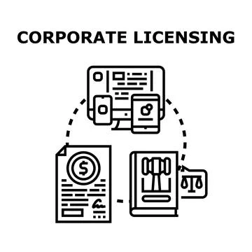 Corporate licensing concept securing intellectual property rights Stock Illustration