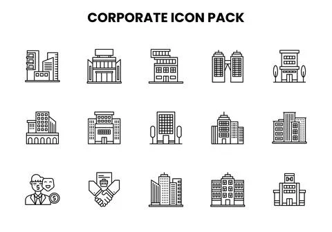 Corporate Line Graphics Icons Pack Stock Illustration