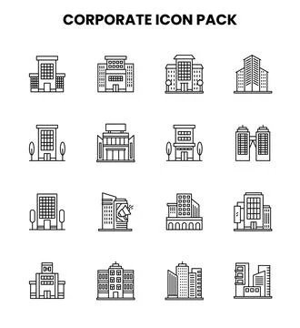 Corporate Line Vector Icons Pack Stock Illustration