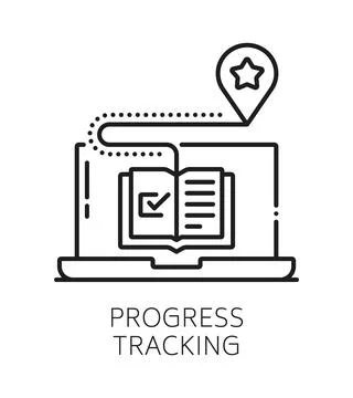 Corporate LMS progress tracing line icon or sign イラスト素材