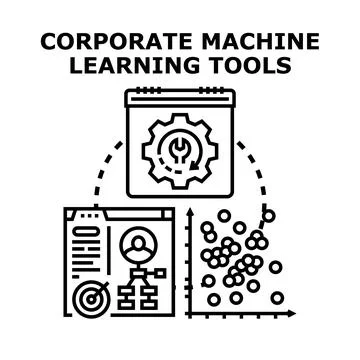 Corporate machine learning tools deploying data analytics Stock Illustration