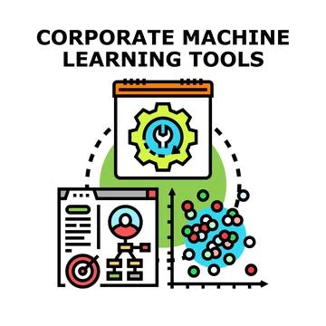 Corporate machine learning tools deploying data analytics Stock Illustration