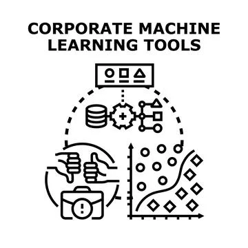 Corporate machine learning tools selecting and processing data Stock Illustration