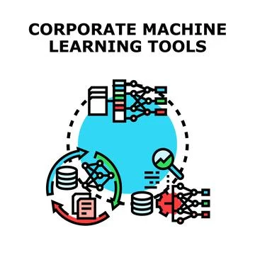 Corporate machine learning tools working with data analysis algorithms 스톡 일러스트