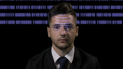 Corporate male developer programmer codding on futuristic holographic display Stock Footage 86428588