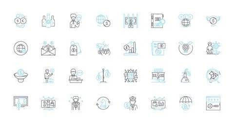 Corporate malpractice linear icons set. Fraud, Embezzlement, Corruption Stock Illustration