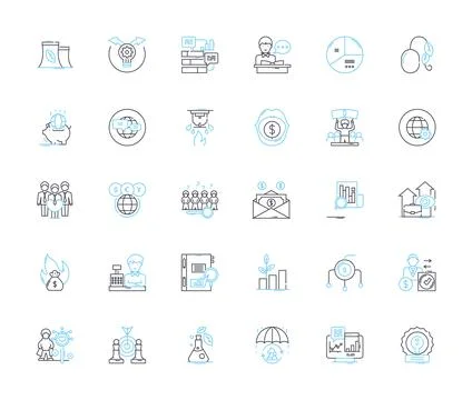 Corporate malpractice linear icons set. Fraud, Embezzlement, Corruption 스톡 일러스트