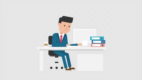 Corporate Man Serious at Work Stock Footage 205064440
