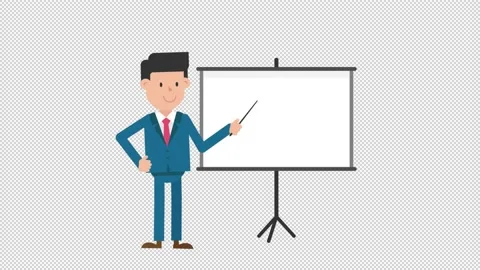 Corporate Man Using the Projector Screen Video stock 205064463