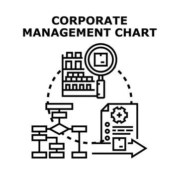 Corporate management chart illustrating workflow process optimization Stock Illustration