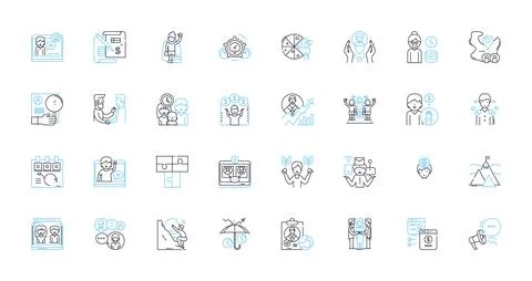 Corporate Management linear icons set. Leadership, Strategy, Accounting Stock Illustration