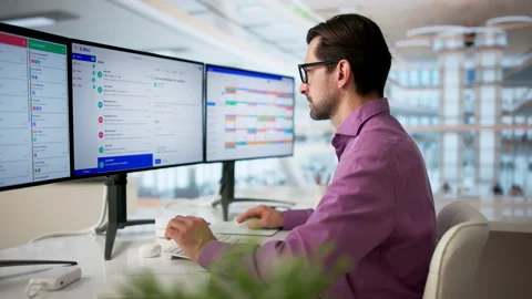 Corporate Manager Checks Secure Email Platform On Desktop Computer Stock Footage 334930078