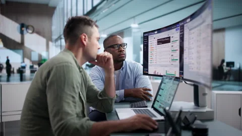 Corporate Manager Discussing Software Platform During Board Meeting Stock Footage 345851218