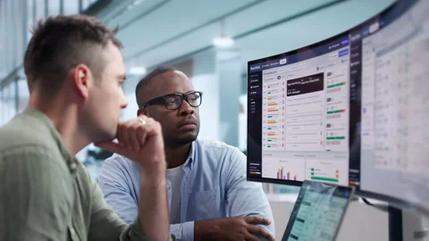 Corporate Manager Discussing Software Platform During Board Meeting Stock Footage 345851815
