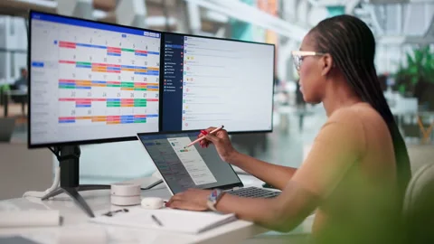 Corporate Manager Reviews Secure Email Platform Stock Footage 337228102