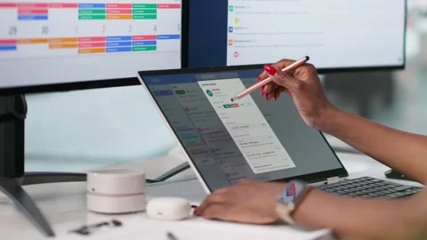 Corporate Manager Reviews Secure Email Platform Stock-Footage 338173772