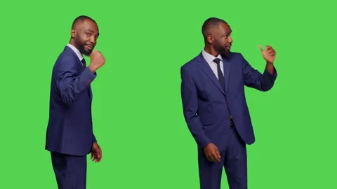 Corporate manager in suit asking someone to come over Stock Footage 241365930