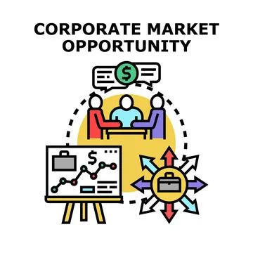 Corporate market opportunity developing growing business strategy Stock Illustration