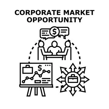 Corporate market opportunity developing growing business strategy Stock Illustration