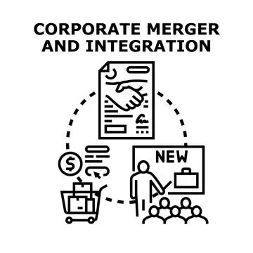Corporate merger and integration process vector illustration 스톡 일러스트