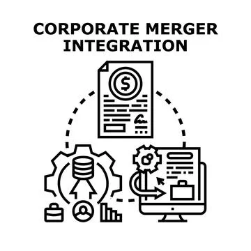 Corporate merger integration process concept vector illustration 库存插图