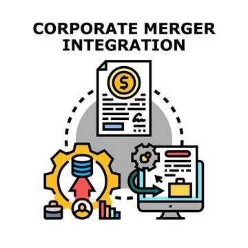 Corporate merger integration process concept vector illustration Stock Illustration