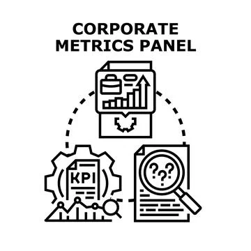 Corporate metrics panel analyzing key performance indicators Illustrazione stock