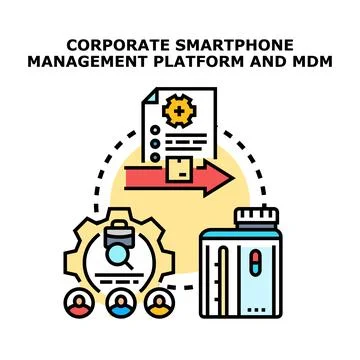 Corporate mobile device management platform concept illustration Stock Illustration