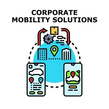 Corporate mobility solution vector black concept Stock Illustration