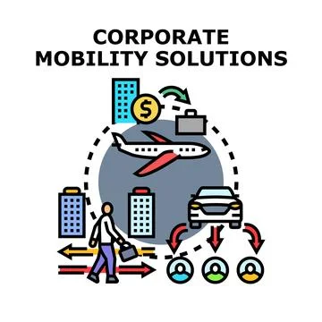 Corporate mobility solutions developing business travel and employee transp.. 库存插图