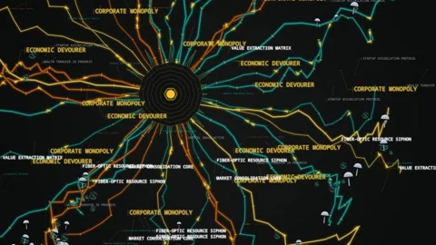 Corporate Monopoly Network Data Visualization Economic Devourer Animation Video stock 342697855