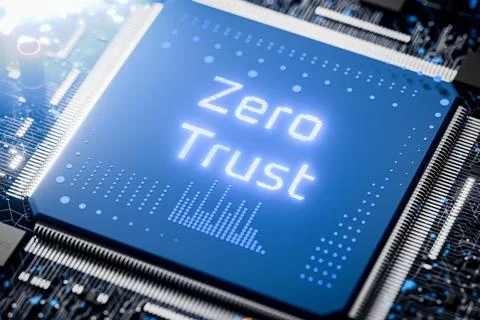 Corporate network administration. Computer network security. The "Zero trust" Stock Illustration