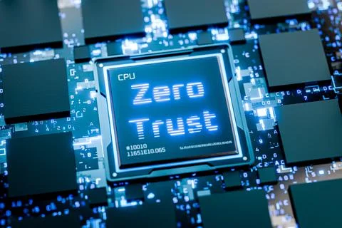 Corporate network administration. Security model "Zero trust". Secure network. Stock Illustration