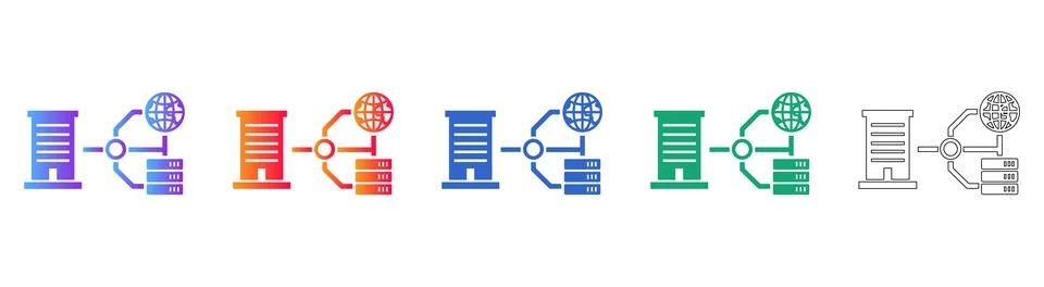 Corporate Network and Server Infrastructure Icons Stock Illustration