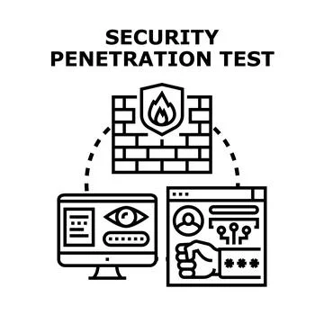 Corporate network security penetration test concept イラスト素材