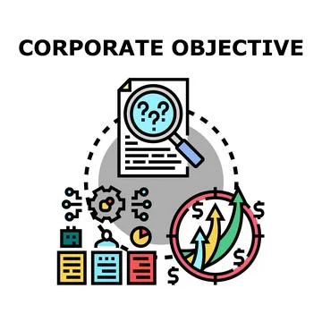 Corporate objective target growth analysis planning process Stock Illustration