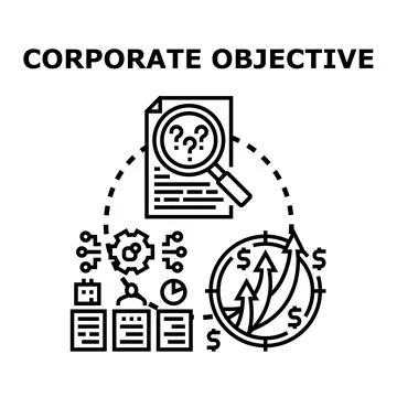 Corporate objective target growth analysis planning process Stock Illustration