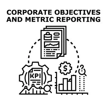 Corporate objectives and metric reporting vector illustration Stock Illustration